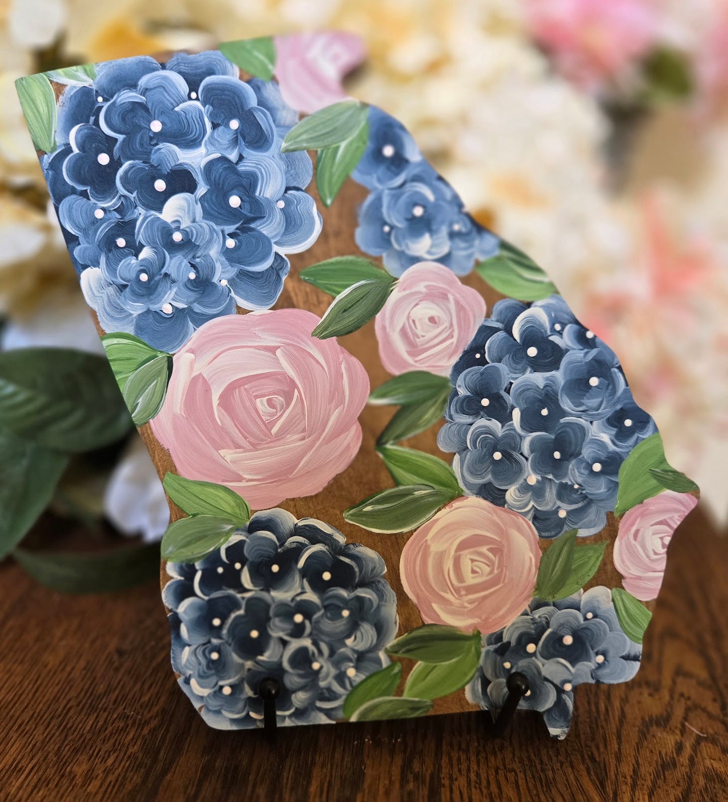 Georgia Hydrangea & Blush Rose Shelf Sitter