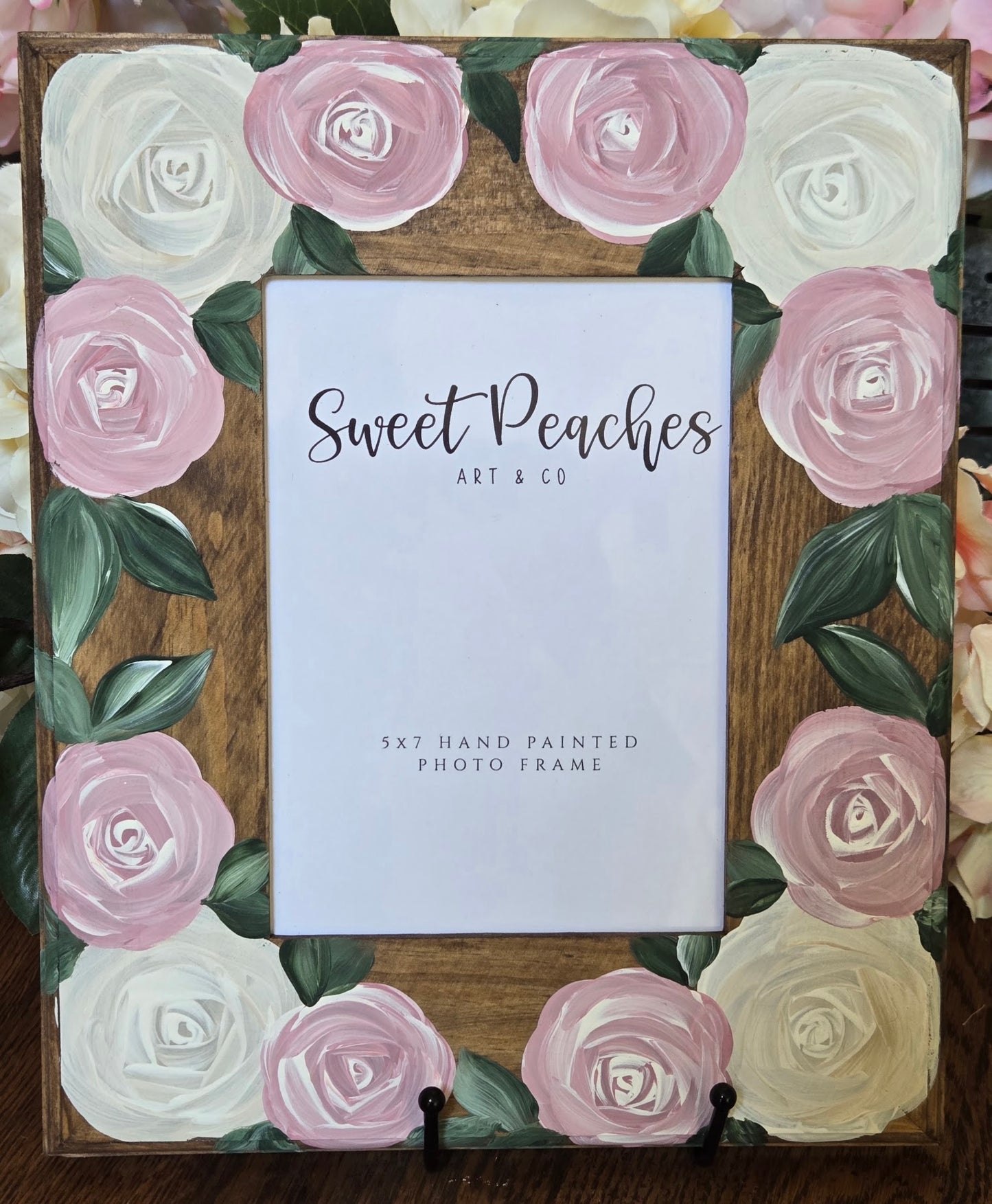 Blush & Ivory Rose Garden Hand-Painted 5x7 Keepsake Frame