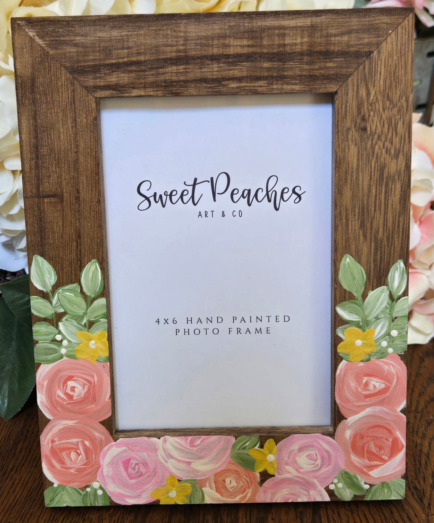 Blush Garden Rose Hand-Painted 4x6 Keepsake Frame