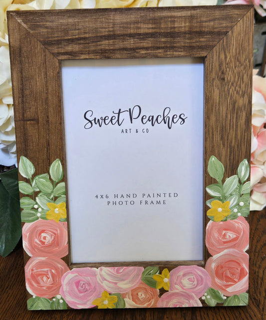 Blush Garden Rose Hand-Painted 4x6 Keepsake Frame